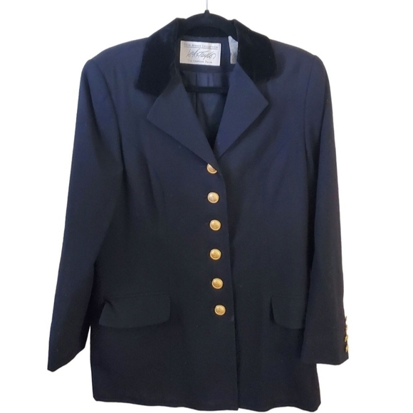 Lord &Taylor Vintage Fifth Avenue Collection Black Blazer Velvet Collar Size 10P - Picture 1 of 8